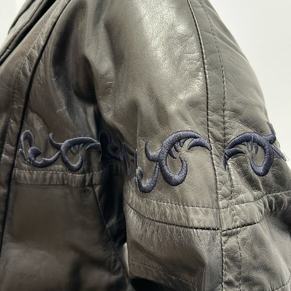 Laurence Roy Mid Length Vintage 80’s Leather Coat Black Size S/P - Picture 10 of 15